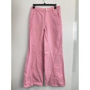 Zara Women's High Rise Wide Leg Jeans Size 4 Pastel Pink Denim‎ Pants 29X33